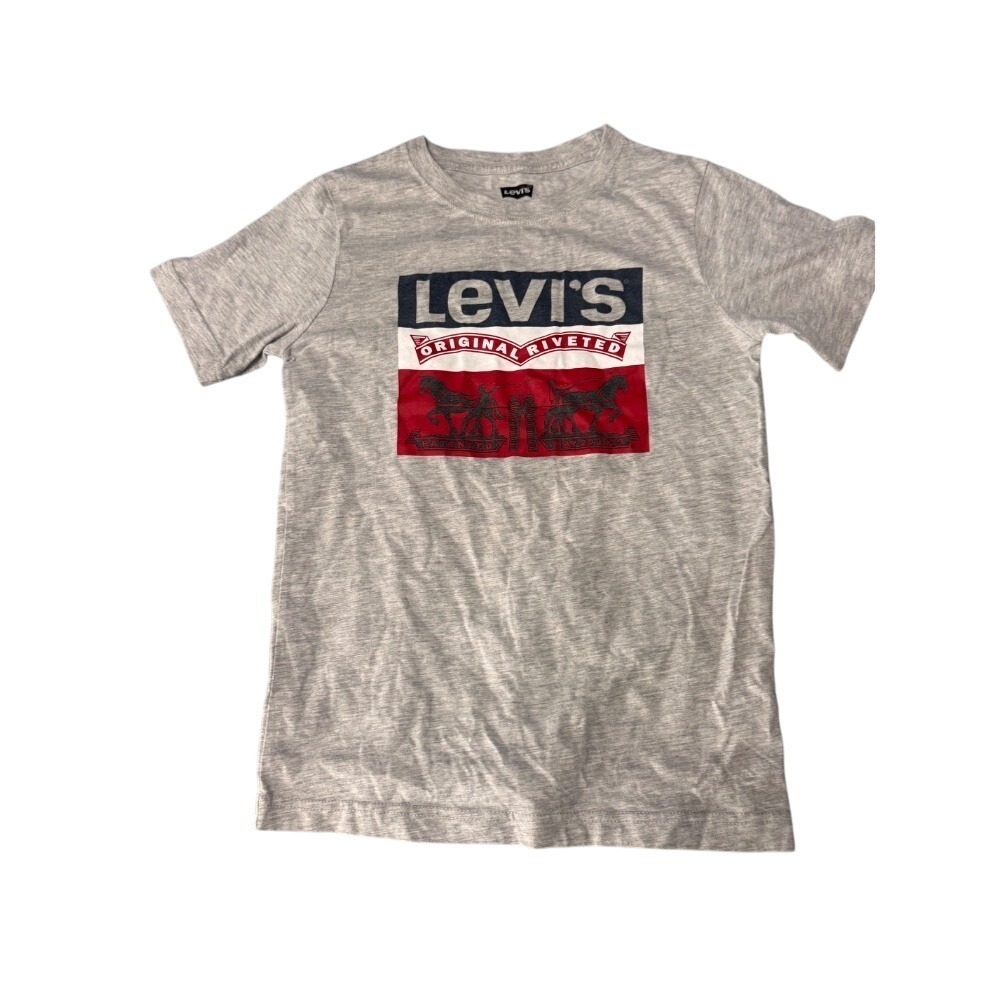 Levi's Graphic T-Shirt Original Riveted Logo Gray Tee Kids Size M‎